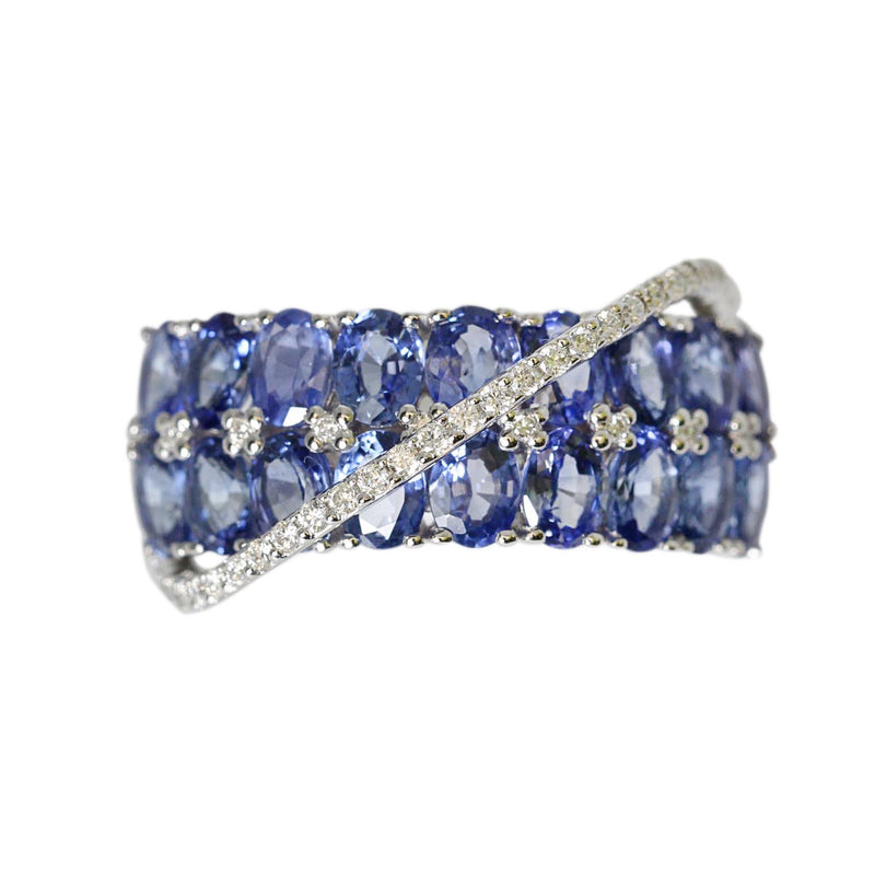 14k Gold Diamond & Blue Sapphire Ring