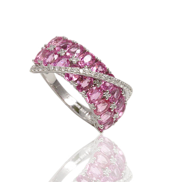 14k Gold Diamond & Pink Sapphire Ring