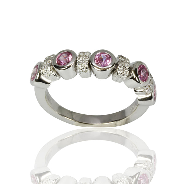 14k Gold Flex Pink Sapphire & Diamond Ring