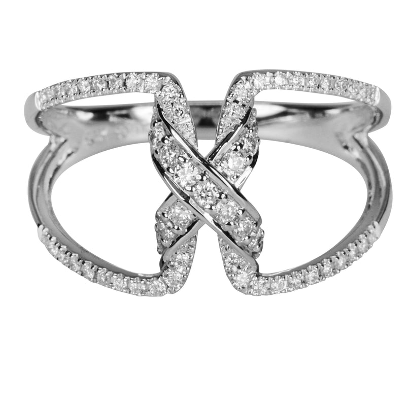 14k Gold Diamond Shoelace Ring