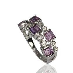 14k Gold Purple Sapphire & Diamond Ring