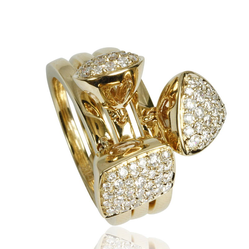 14k Gold Diamond Cushion Dangle Ring