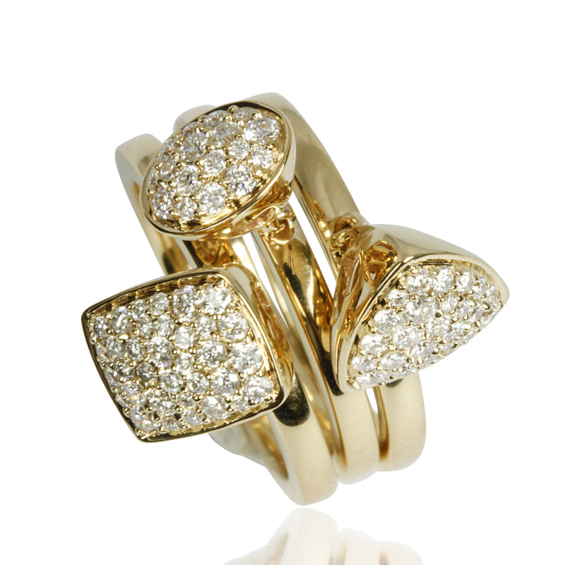 14k Gold Diamond Trillion Dangle Ring