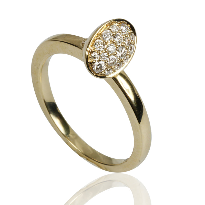 14k Gold Diamond Oval Dangle Ring