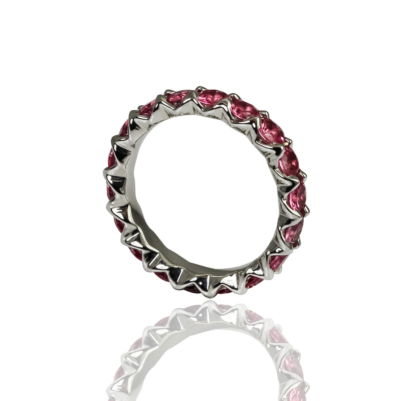 14k Gold Pink Spinel Eternity Band Ring