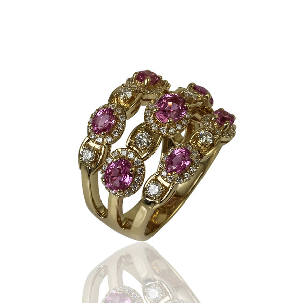 14k Gold Pink Sapphire & Diamond Flex Ring