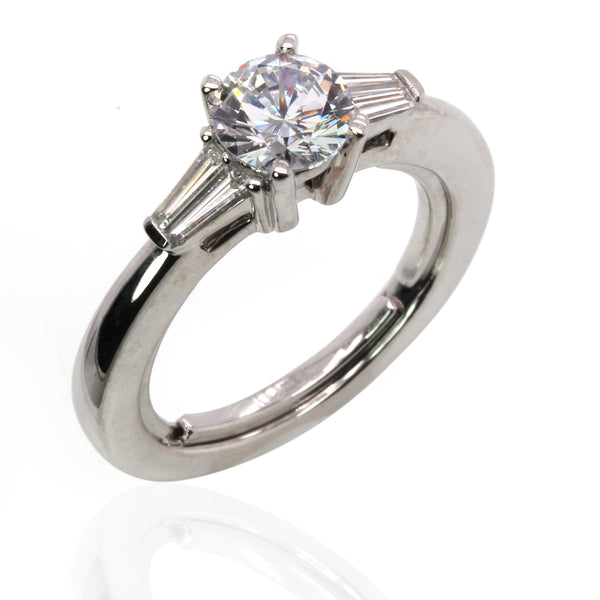 14k Gold Taper Baguette Diamond Accent Everfit Engagement Ring