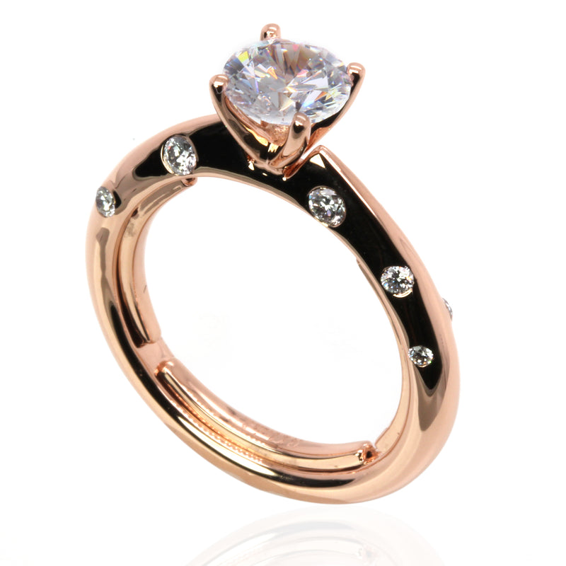 14k Gold Scattered Diamond Accent Everfit Engagement Ring