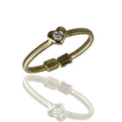 14k Gold Heart & Diamond Flex Stack Ring