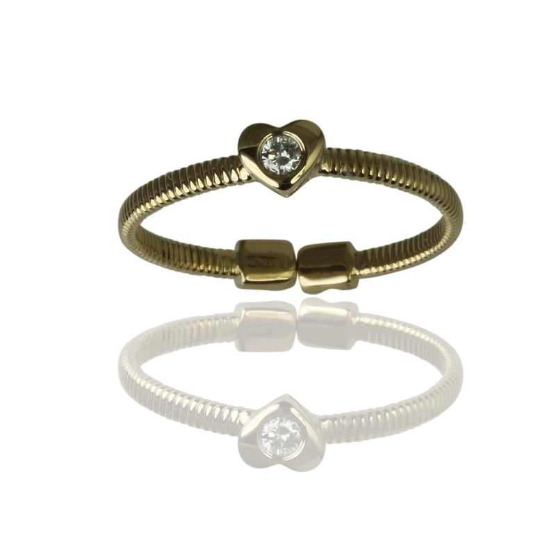 14k Gold Heart & Diamond Flex Stack Ring