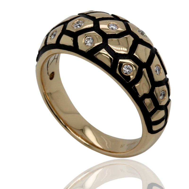 14k Gold Scales & Diamonds Snake Ring