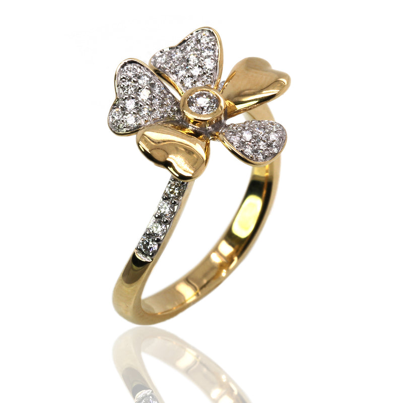 14k Gold & Diamond 5 Petal Ring