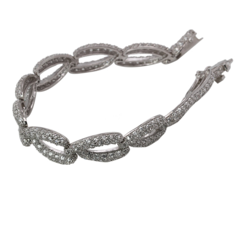 SS Fancy White Zircon Link Bracelet
