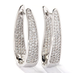 Plated SS Inside-out Pave Hoop Earrings