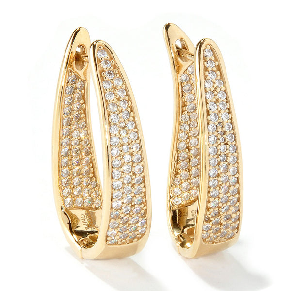 Plated SS Inside-out Pave Hoop Earrings