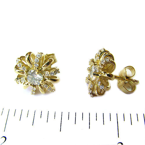SS & CZ Flower Burst Earrings