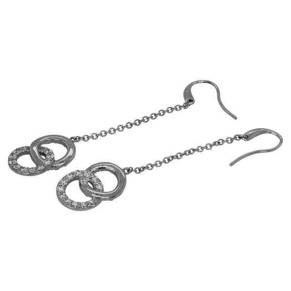 SS & CZ Infinity Dangle Chain Earrings
