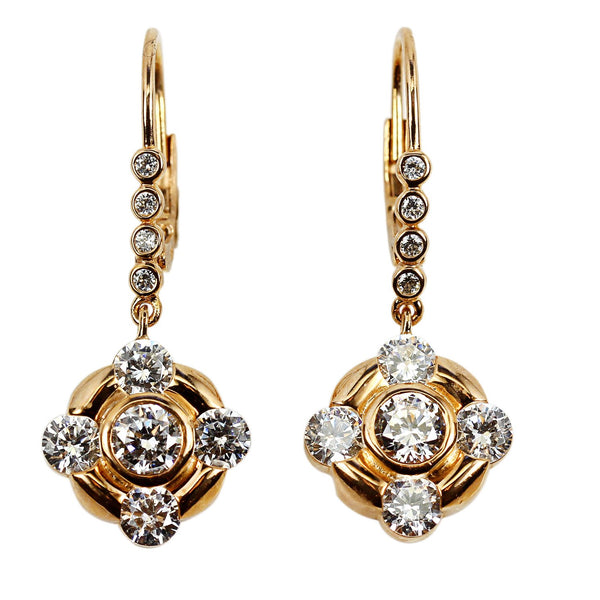 Plated SS & Cz Round Drop Earrings