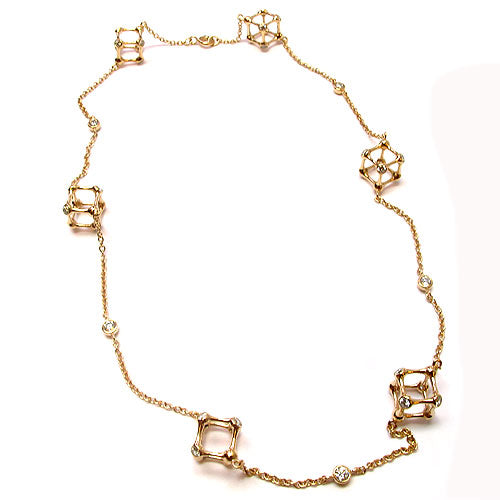 Plated SS & Cz 24'' Round Cut Cube Necklace