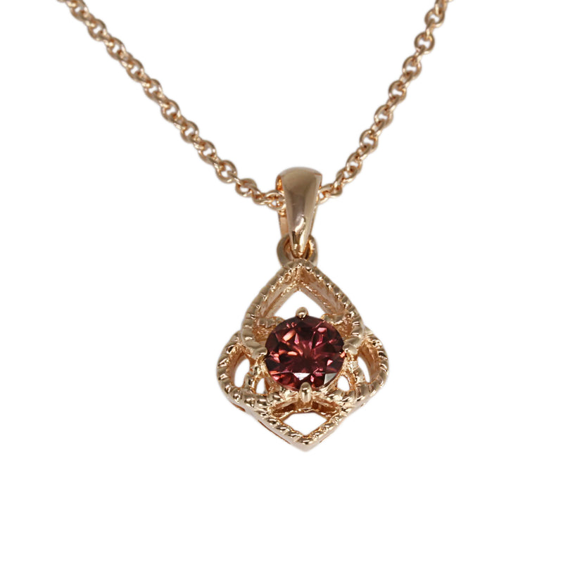 Plated SS Rose Zircon Pendant Necklace