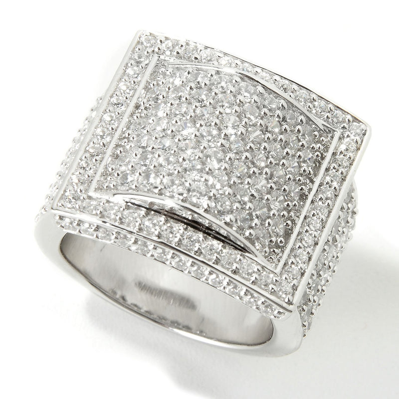 Plated SS & Cz Pave Buckle Ring