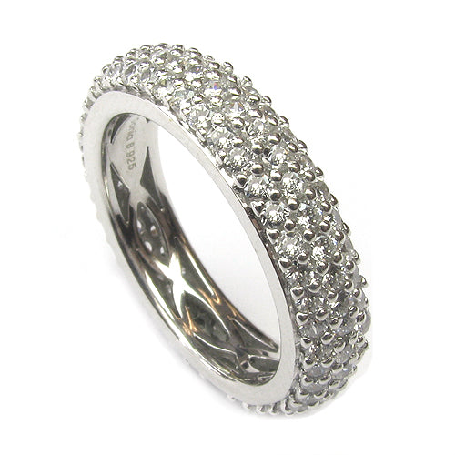 Plated SS & Cz Eternity Pave Ring