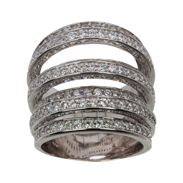 SS & CZ Multi Band Height Ring