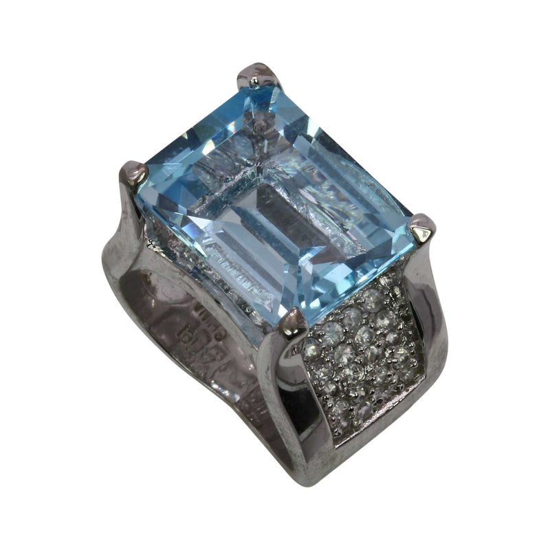 SS Blue Topaz Cocktail Ring