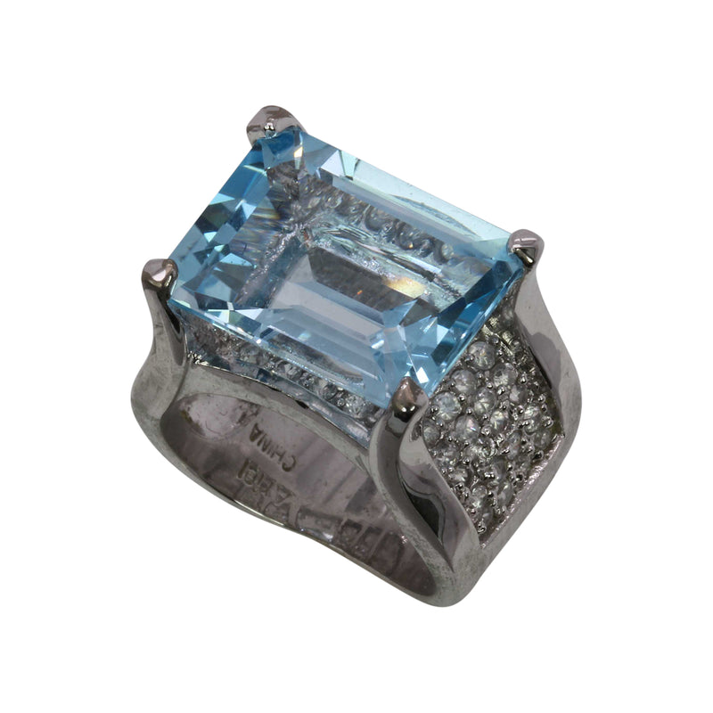 SS Blue Topaz Cocktail Ring