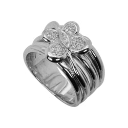 SS & White Zircon Butterfly Ring