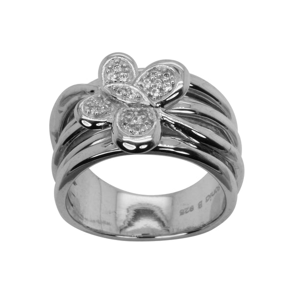 SS & White Zircon Butterfly Ring