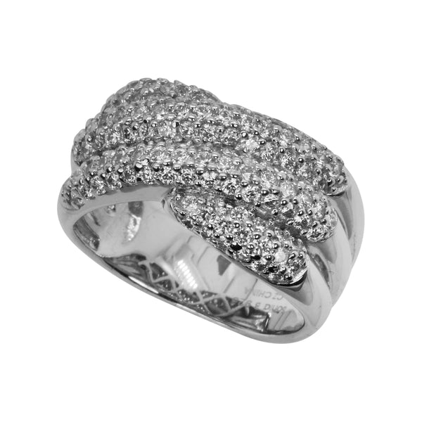 SS & CZ Delicate Tri Row Knot Ring