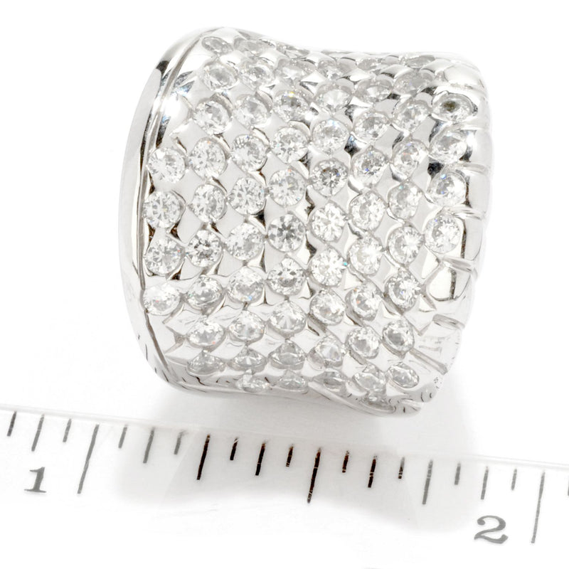 SS & CZ Round Cut Concave Ring