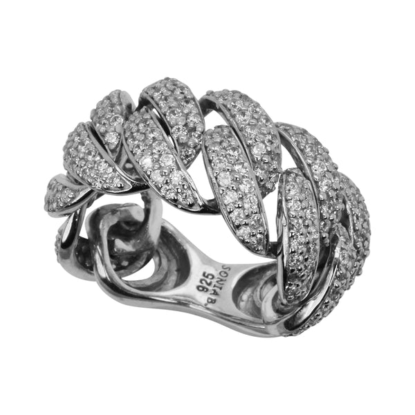 Plated SS & CZ Chain Link Ring