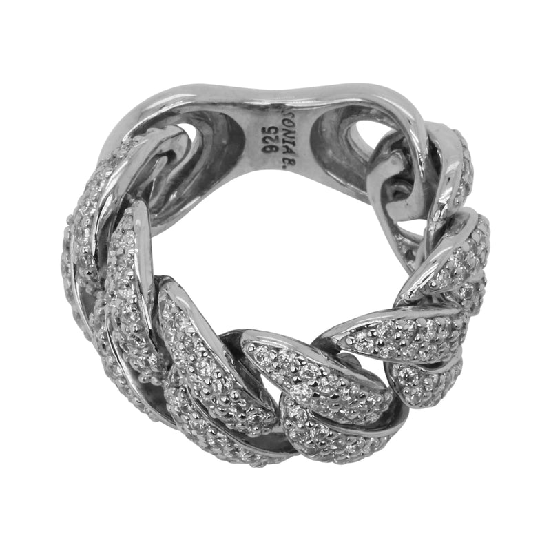 Plated SS & CZ Chain Link Ring