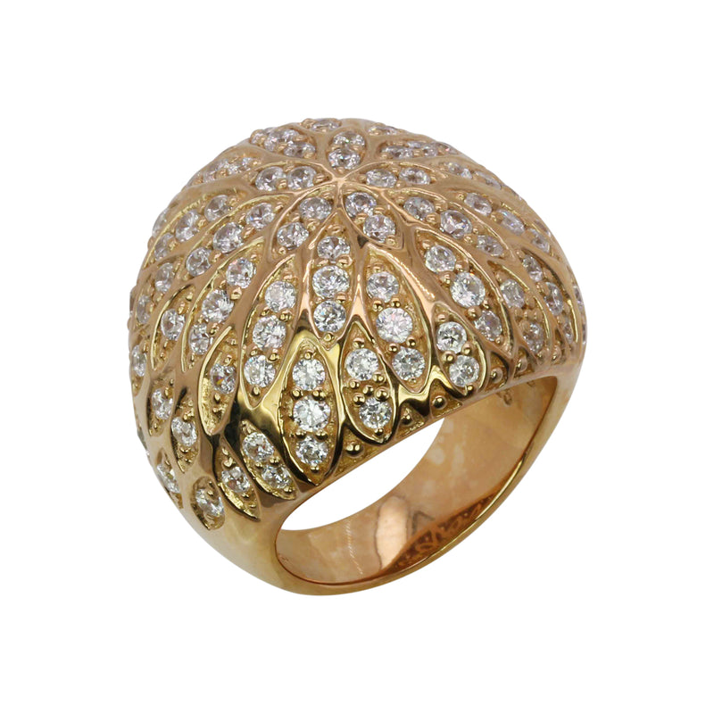 SS & CZ Flower Bloom Dome Ring