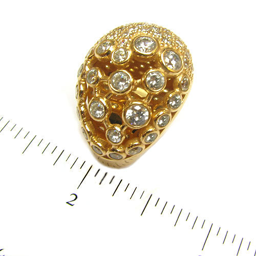 Plated SS & Cz Pave Bezel Dome Ring