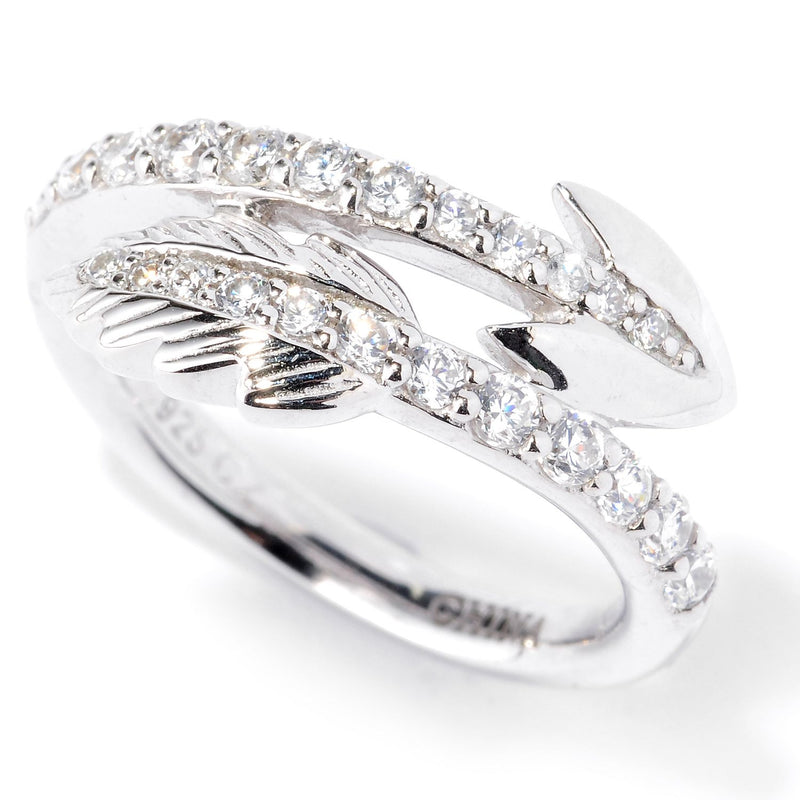 Plated SS & Cz Round Cut Arrow Ring