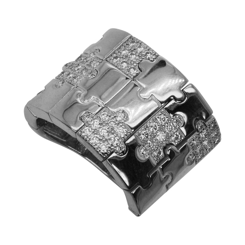 SS & CZ Puzzle Piece Ring