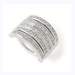 Rhodium Plated Sterling Silver White Zircon Flip Ring