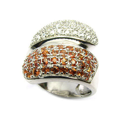 SS Orange Sapphire & White Zircon Ring