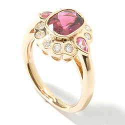 14k Gold Pink Tourmaline, Pink Sapphire & Diamond Ring