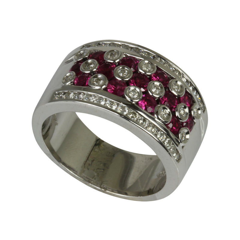 18k Gold Pink Sapphire & Diamond Bezel Ring