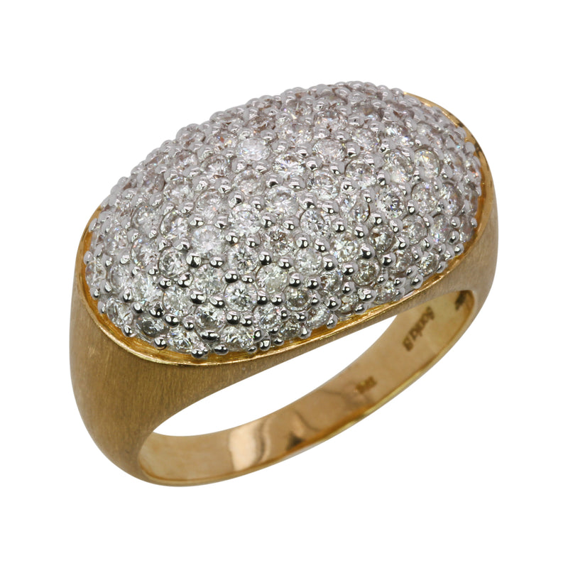 18k Two Tone Gold Oval Satin Finish Dome Ring