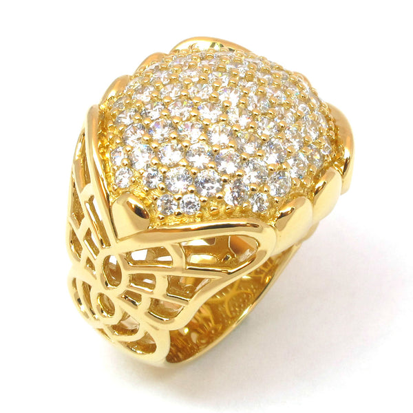 Plated SS & Cz Pave Ring
